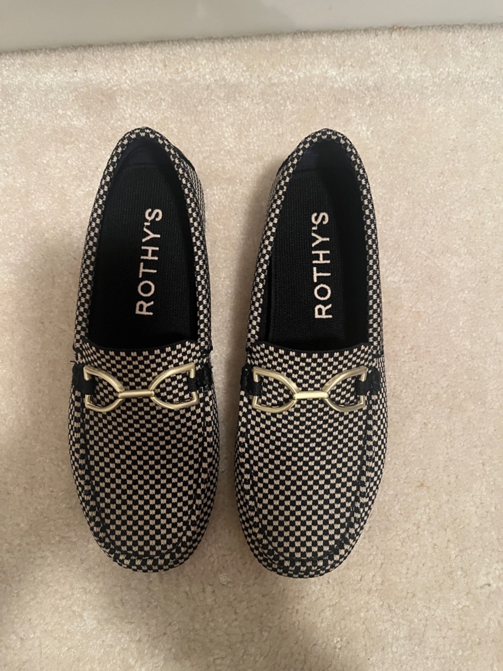 Rothy's bit loafer Checkered black and cream 8M